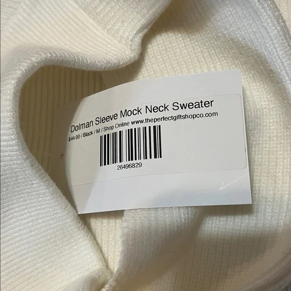 NWT Zenana Dolman Sleeve Mock Neck Ribbed Sweater in Off White Size M - Picture 9 of 10
